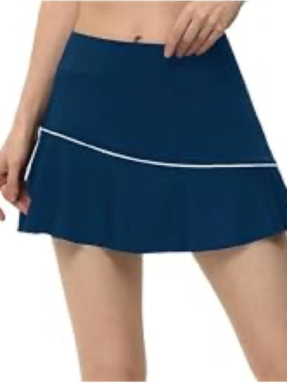 Others Follow Navy Midi Skirt with White Piping